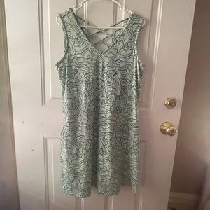 Teal leaf patterned Title Nine dress